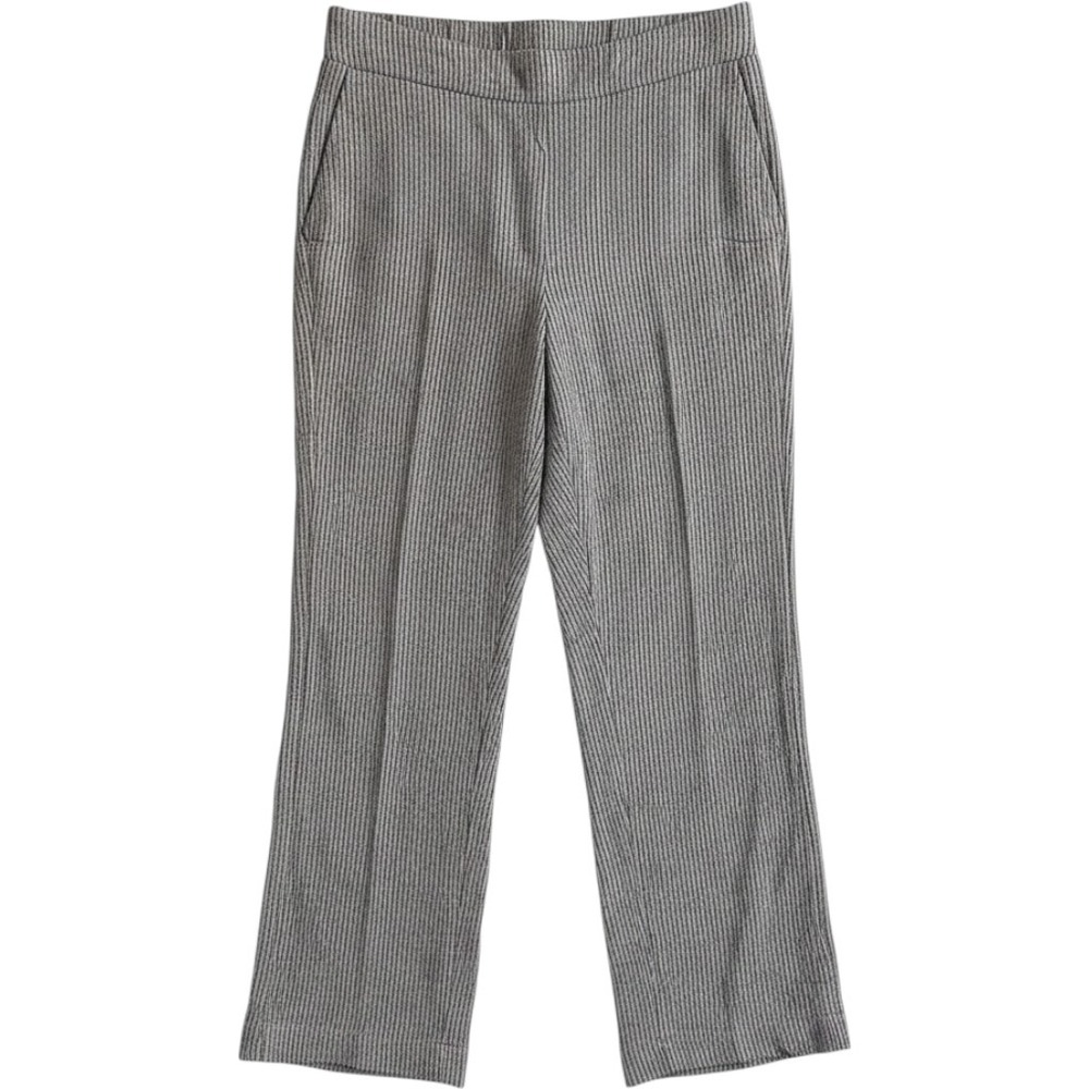 Cristina Womens Grey White Pinstripe Linen Blend Straight Leg Pants Size M
